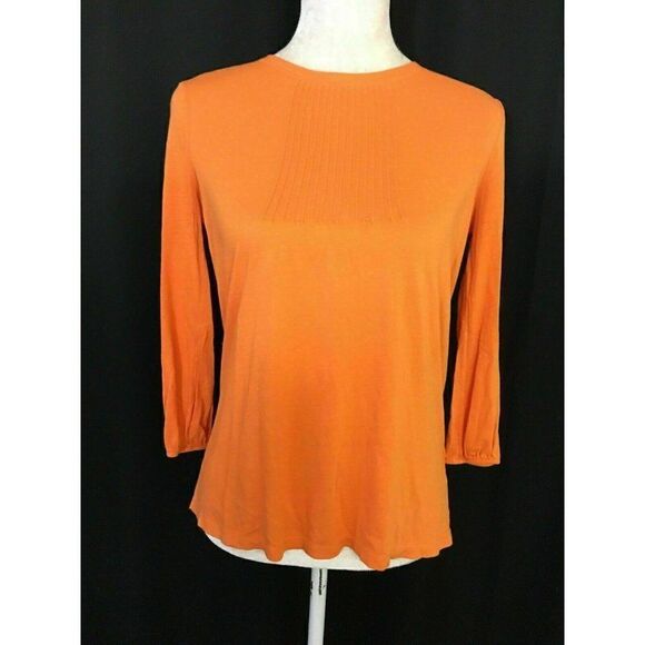 J Crew Womens Solid Orange Long Sleeve Top T Shirt - Picture 1 of 7